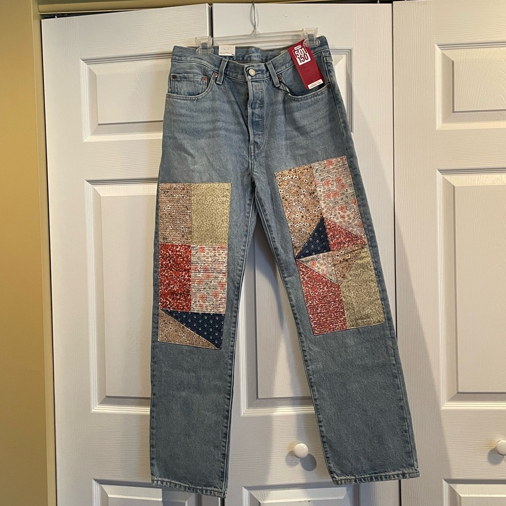 Levi's Straight Leg Jeans with Patchwork Design 30x32